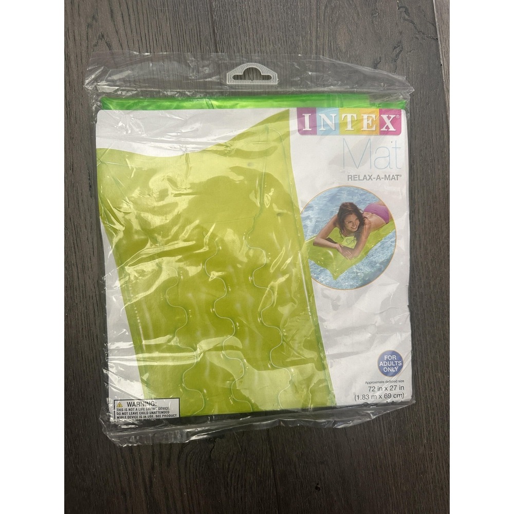 Intex Relax-A-Mat Lime Green Pool Float Mat 72in X 27in Adult Inflatable Lounge‎